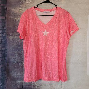 Pink T-shirt with White Star Size XL Super Cute!